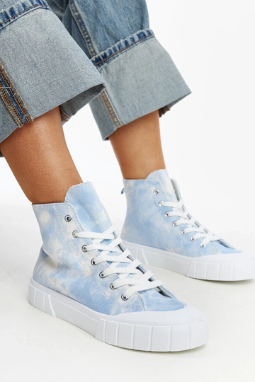 Baskets montantes en tissu bleu de Raissa
