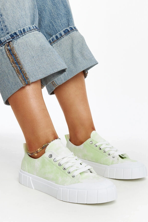 Lysegrønne stof sneakers fra Jerina