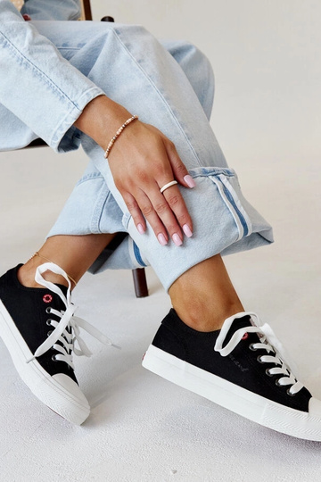 Baskets femme en tissu noir... 2