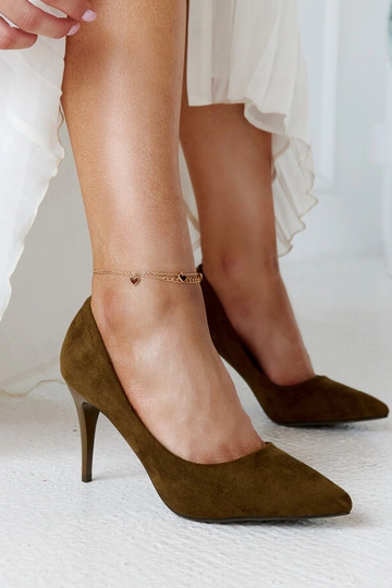 Dunkelgrüne Pumps mit...