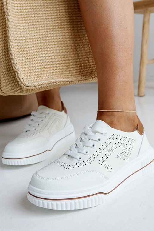 Baskets en cuir beige Rushd