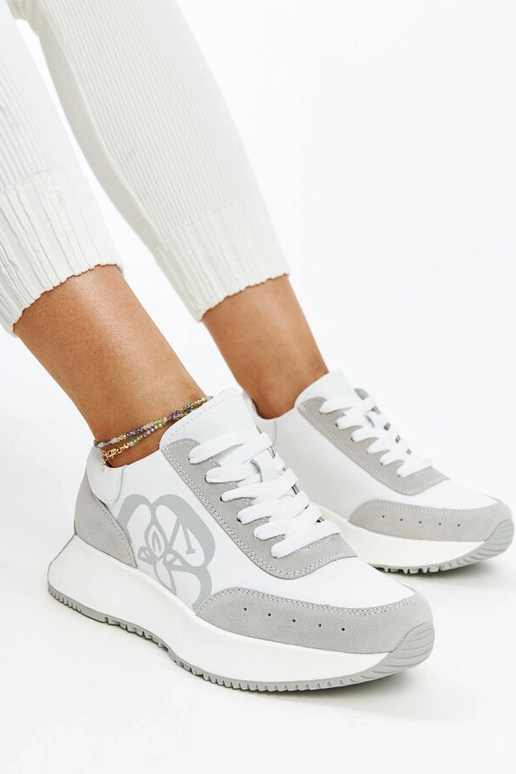 Wit-grijze leren sneakers Salimah
