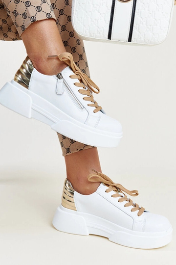 Weiß-goldene Leder-Sneaker... 2