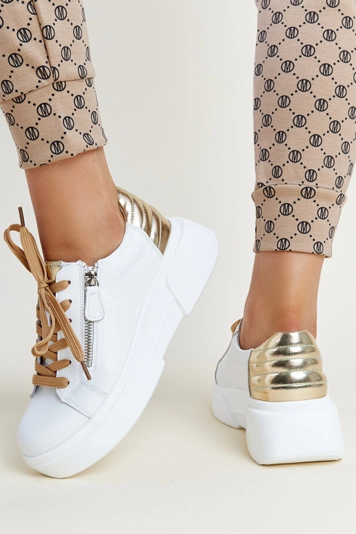 Baskets en cuir blanc et doré Atyaf Baskets en cuir blanc et doré Atyaf