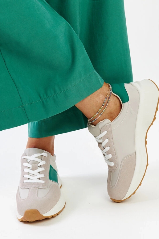 Grijs-groene leren sneakers Ganim Grijs-groene leren sneakers Ganim