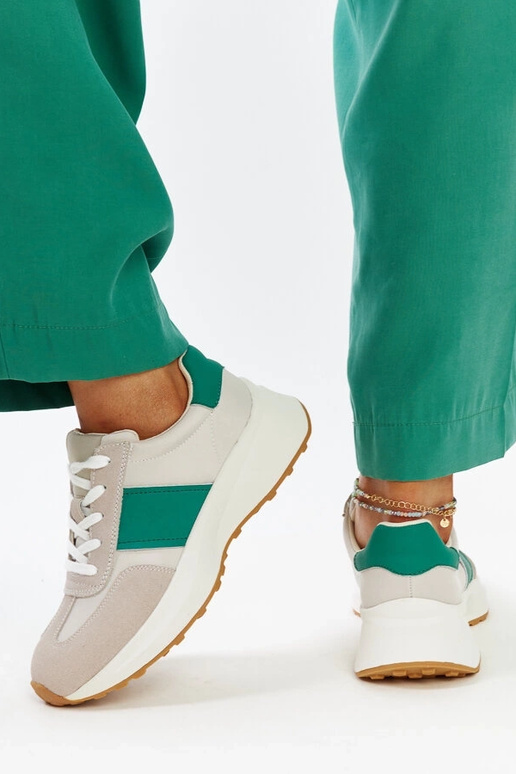 Baskets en cuir gris et vert Ganim Baskets en cuir gris et vert Ganim