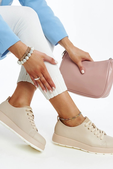 Baskets en cuir beige Samaha