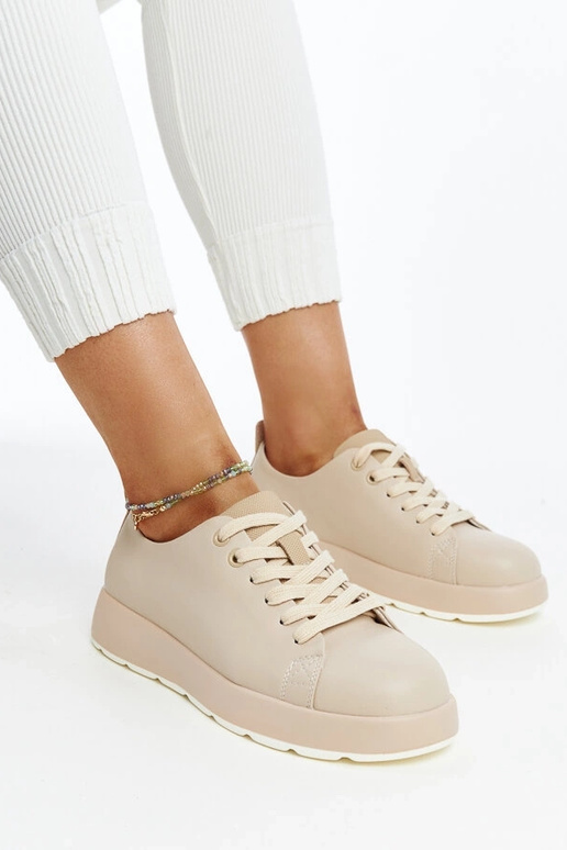 Beige Samaha læder sneakers