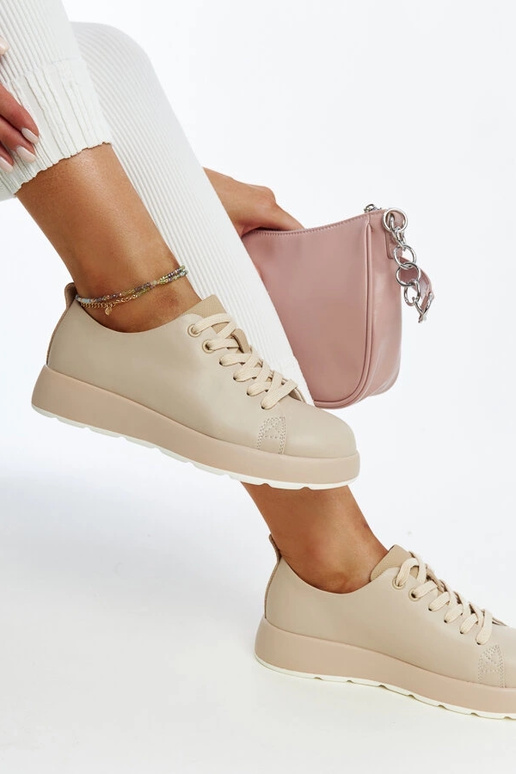 Beige Samaha læder sneakers