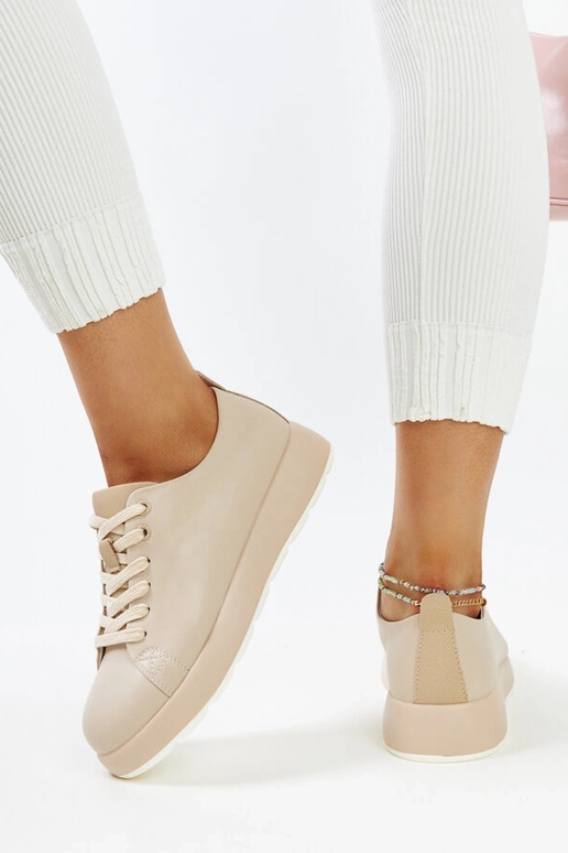 Beige Samaha læder sneakers