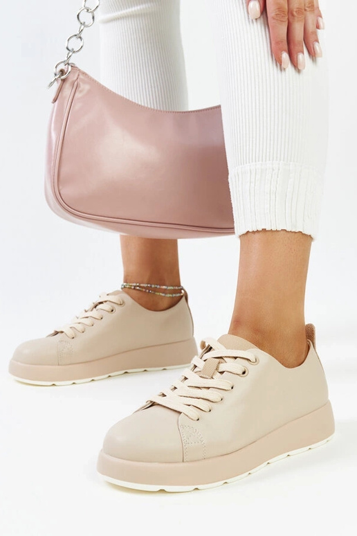 Beige Samaha læder sneakers
