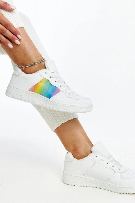 Witte sneakers met kleur op platform...