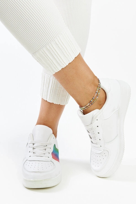 Witte sneakers met kleur op platform...