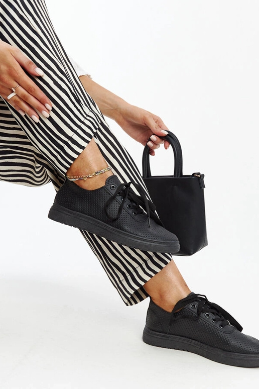 Sorte gennembrudte Segana sneakers