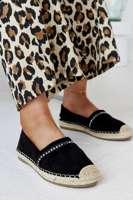 Schwarze Espadrilles mit Zirkonen Abia