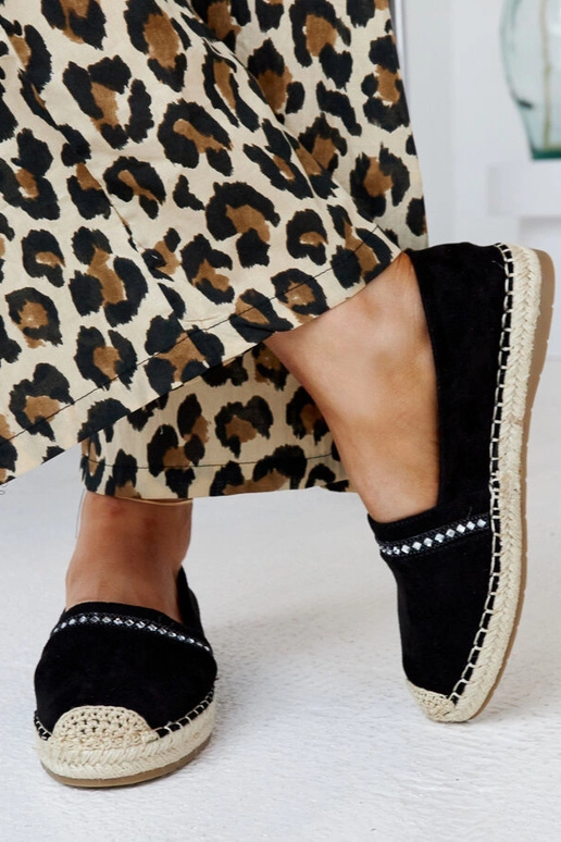 Sorte espadriller med zirkoner Abia