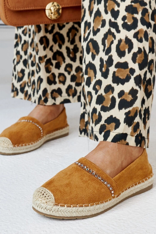 Braune Espadrilles mit Zirkonen Abia