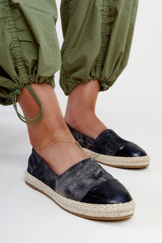 Espadrilles Surana noires brillantes