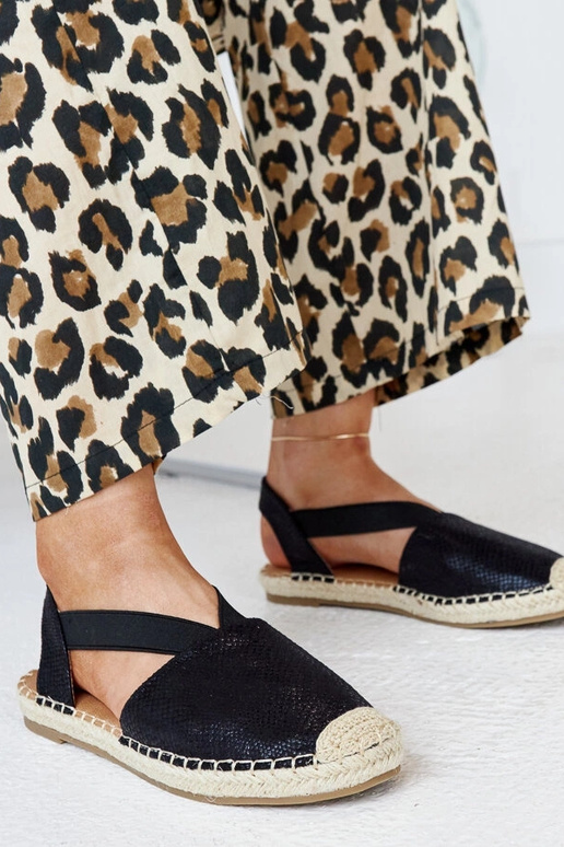 Tharns Black Open Toe Espadrilles Tharns Black Open Toe Espadrilles