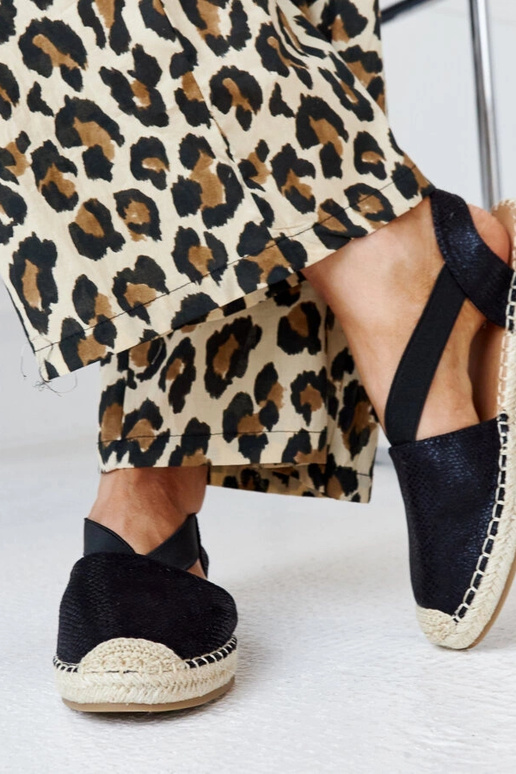 Espadrilles noires à bout ouvert de...