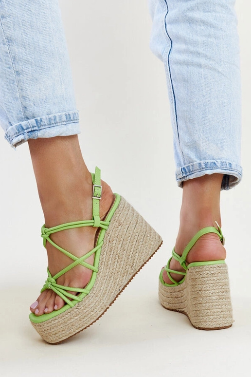 Sandales compensées Mara vertes