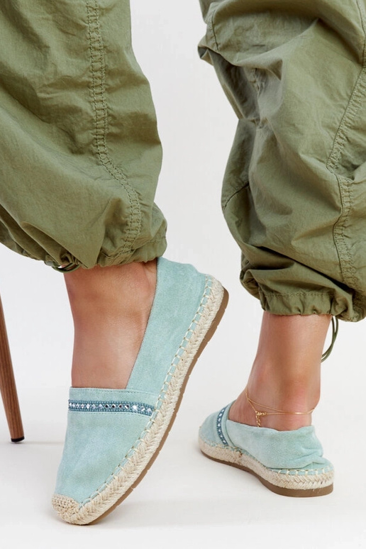 Espadrilles vertes avec zircons Abia