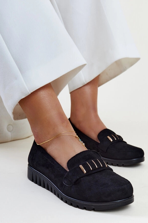 Sorte loafers med dekorativ rem Marlisa Sorte loafers med dekorativ rem Marlisa