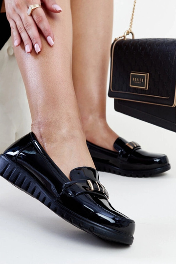 Sorte lak-loafers med dekorativ rem Marlisa 2