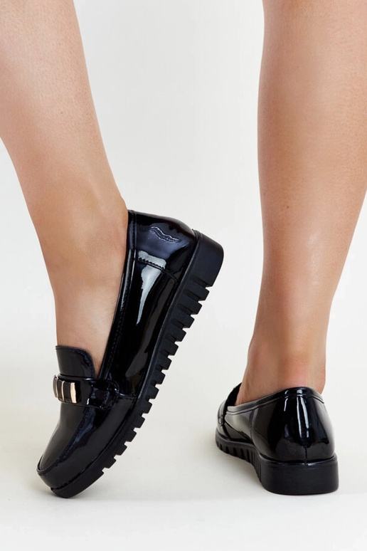 Mocassins en cuir verni noir avec...