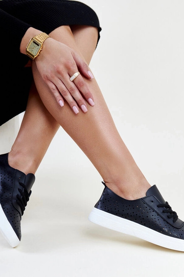 Sorte gennembrudte Manoek sneakers 2