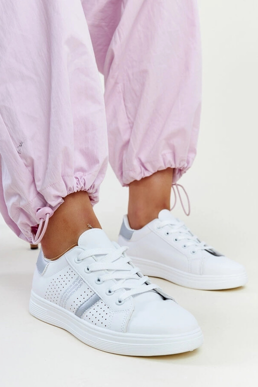 Berdine hvid og sølv øko læder sneakers