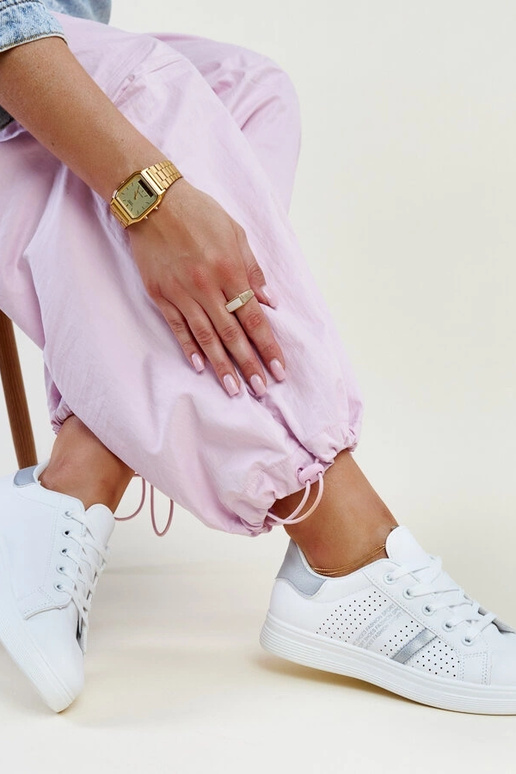 Berdine hvid og sølv øko læder sneakers