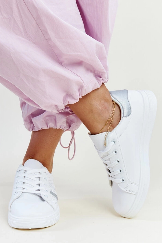 Berdine hvid og sølv øko læder sneakers