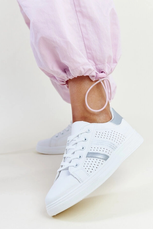 Berdine hvid og sølv øko læder sneakers