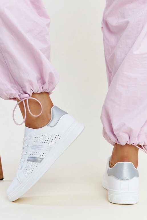 Berdine hvid og sølv øko læder sneakers