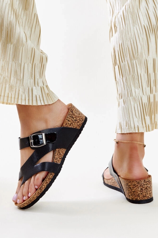 Schwarze Donata-Keilsandalen in...