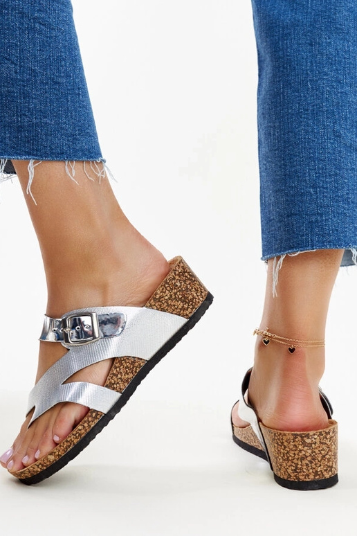 Sølv metallic Donata kile sandaler