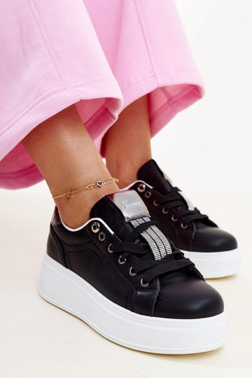 Sorte og sølv sneakers med... 2