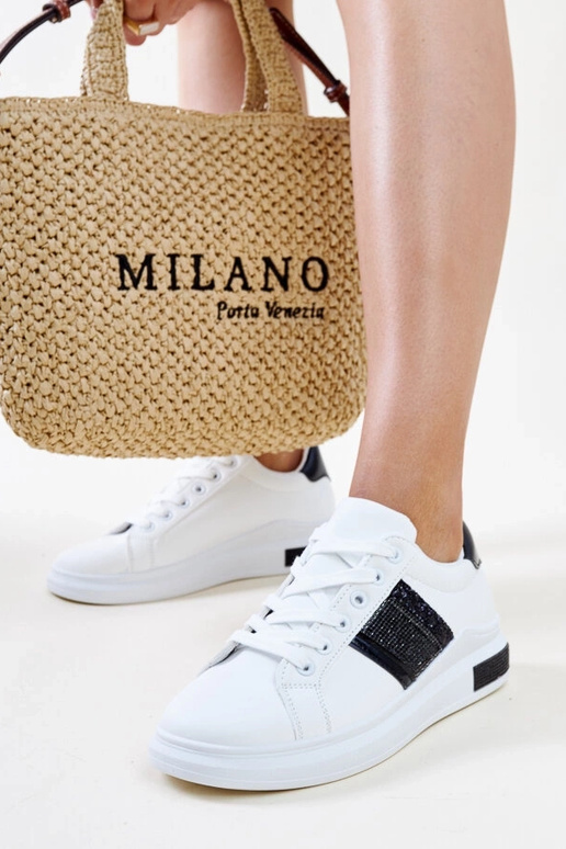 Sorte og hvide sneakers med zirkoner...