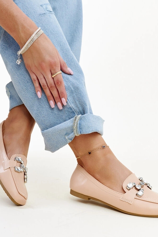 Beige Loafer mit Zirkonia-Schnalle Mali Beige Loafer mit Zirkonia-Schnalle Mali