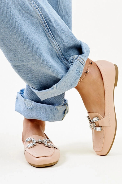 Beige Loafer mit Zirkonia-Schnalle Mali Beige Loafer mit Zirkonia-Schnalle Mali