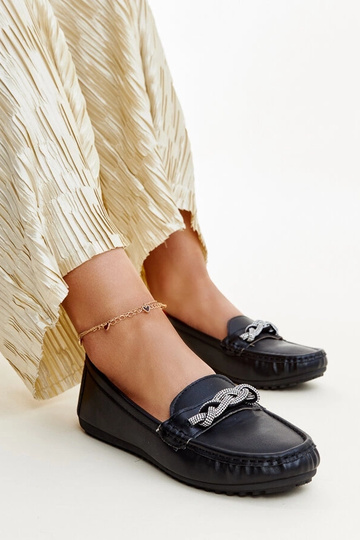 Mocassins noirs décorés de strass Adiba