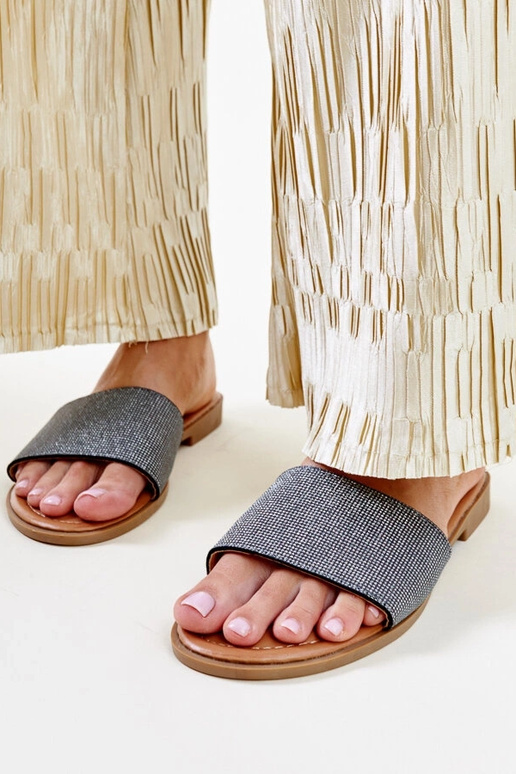 Schwarze glänzende Anilsa-Flip-Flops