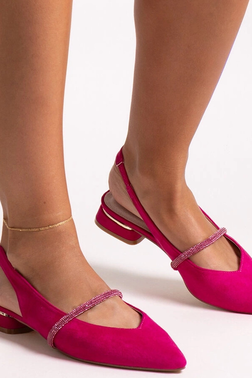 Dunkelrosa Ballerinas mit Ledersohle...