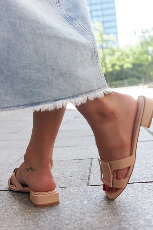 Beige Flip-Flops mit Ledersohle Wilia