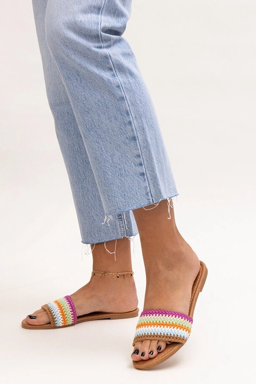 Marika flerfarvede broderede flip-flops