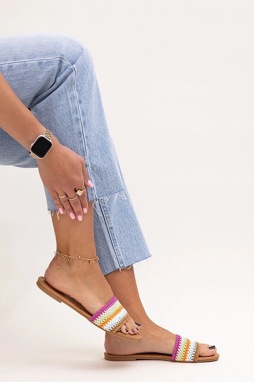 Marika flerfarvede broderede flip-flops