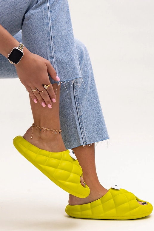 Tongs en mousse verte avec yeux Gorges