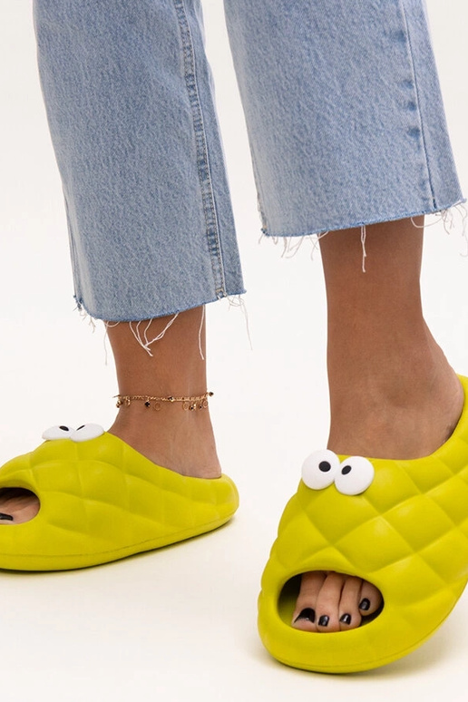 Tongs en mousse verte avec yeux Gorges