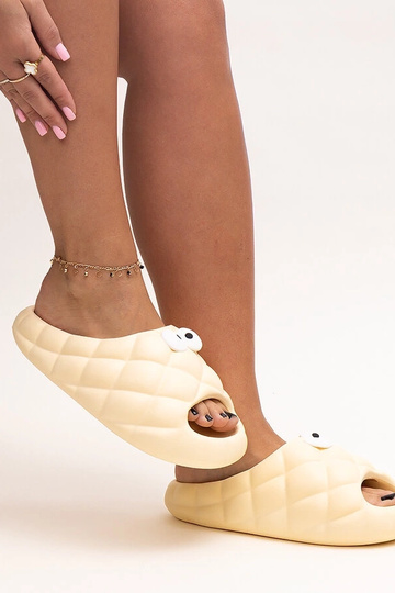 Beige skum flip-flops med Gorges øjne 2